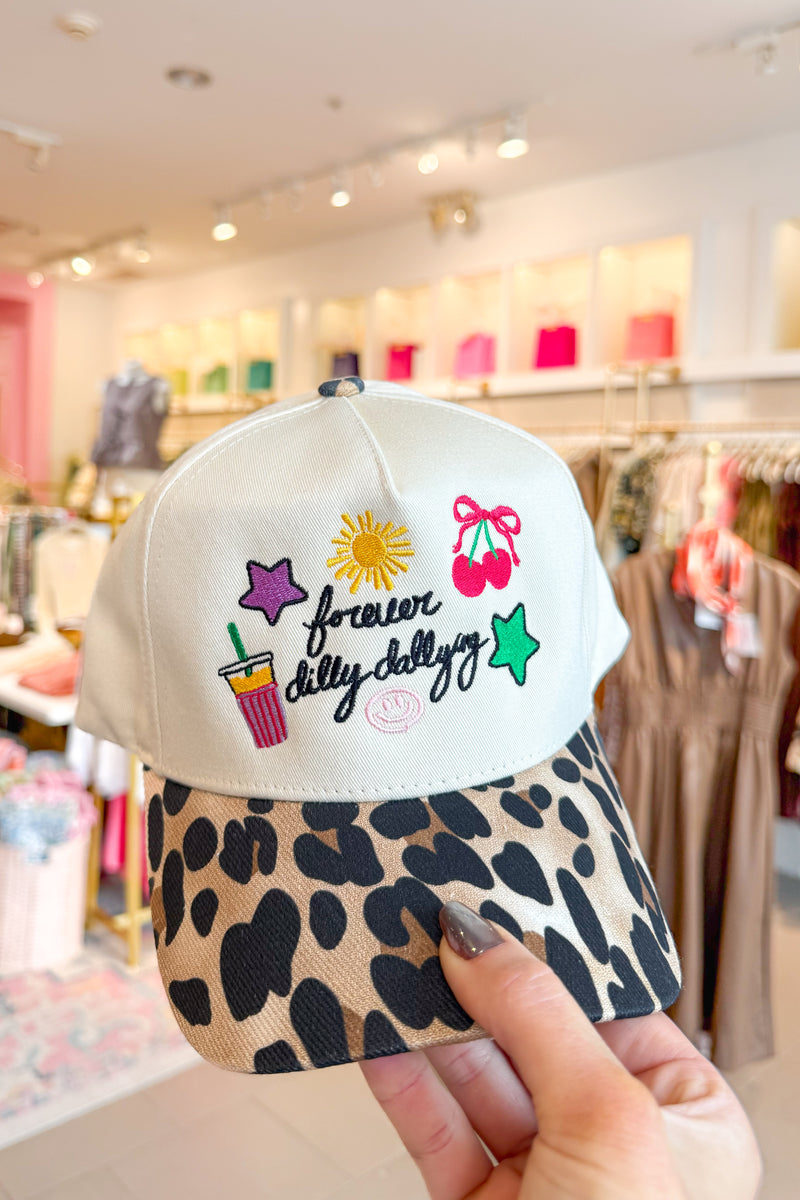 Dilly Dally Leopard Embroidered Trucker Hat