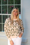 Pink and Olive Patterned Sweater