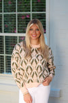 Pink and Olive Patterned Sweater