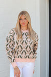 Pink and Olive Patterned Sweater