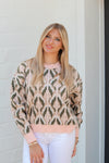 Pink and Olive Patterned Sweater