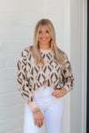 Pink and Olive Patterned Sweater