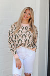 Pink and Olive Patterned Sweater
