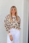 Pink and Olive Patterned Sweater