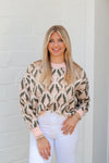 Pink and Olive Patterned Sweater