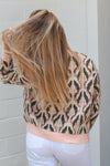Pink and Olive Patterned Sweater