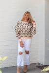 Pink and Olive Patterned Sweater