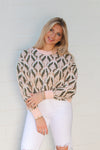 Pink and Olive Patterned Sweater