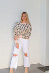 Pink and Olive Patterned Sweater