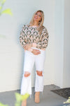 Pink and Olive Patterned Sweater