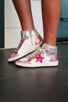 Dream Pink Glitter Vintage Havana High Top Sneaker