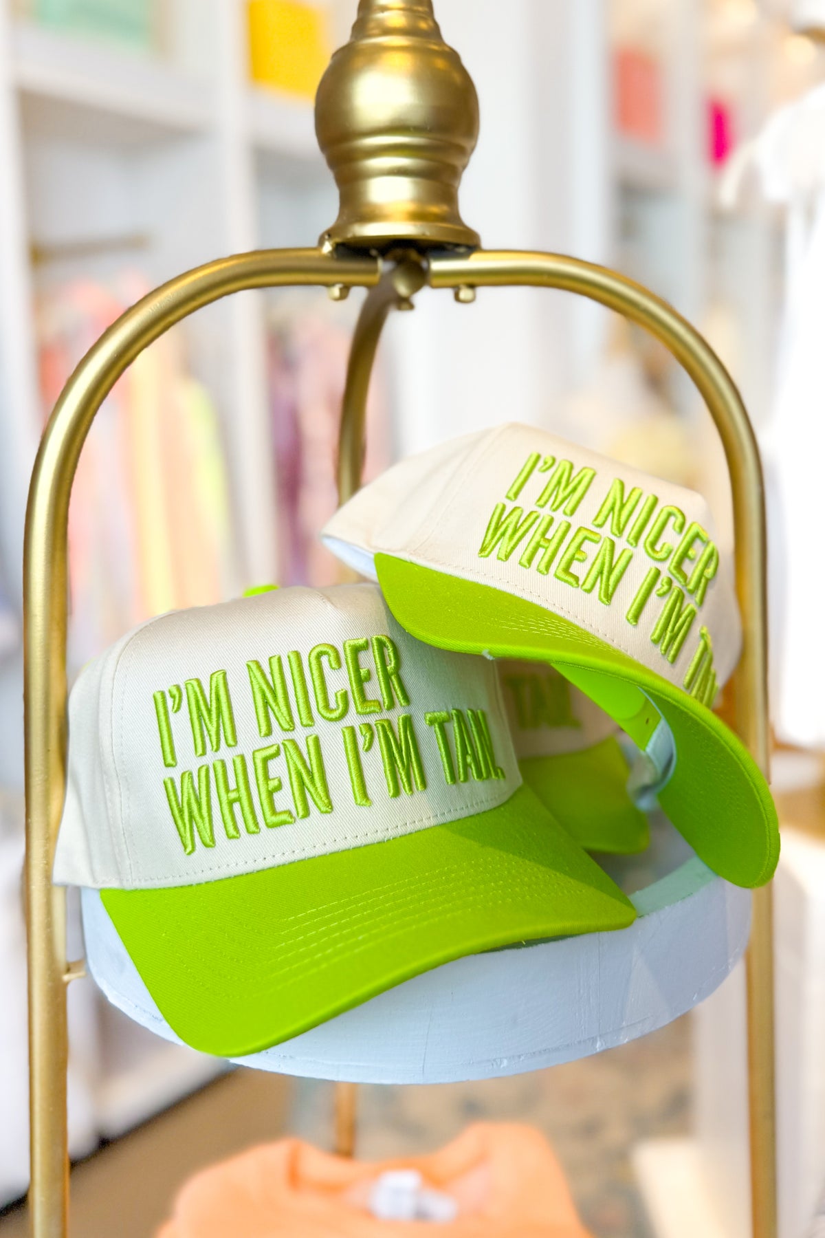 Lime Green I'm Nicer When I'm tan Embroidered Trucker Hat