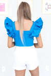 Royal Blue Ruffle Sleeve Crop Top - Kendry Collection Boutique