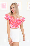 Red Multi Color Floral Print Ruffle Top - Kendry Collection Boutique