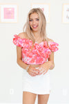 Red Multi Color Floral Print Ruffle Top - Kendry Collection Boutique