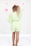 Green Plaid Smocked Neck Line Romper - Shop Kendry Collection Boutique