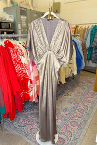 Meet Me At Midnight Metallic Short Sleeve Maxi Dress
