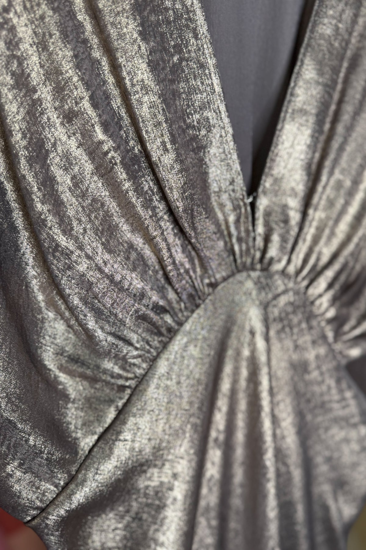 Meet Me At Midnight Metallic Short Sleeve Maxi Dress