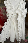 White Ric Rac Trim Mini Dress With Bow Detail