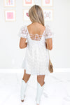 White Floral Organza Puff Sleeve Dress - Kendry Collection Boutique