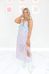 Pink and Blue Floral Lace Midi Dress - Kendry Collection Boutique