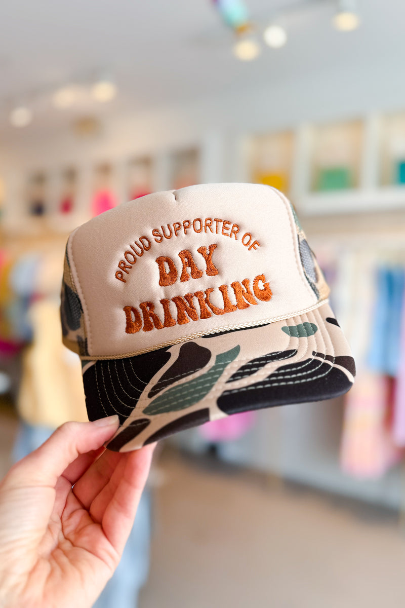 Proud Supporter Of Day Drinking Camo Trucker Hat