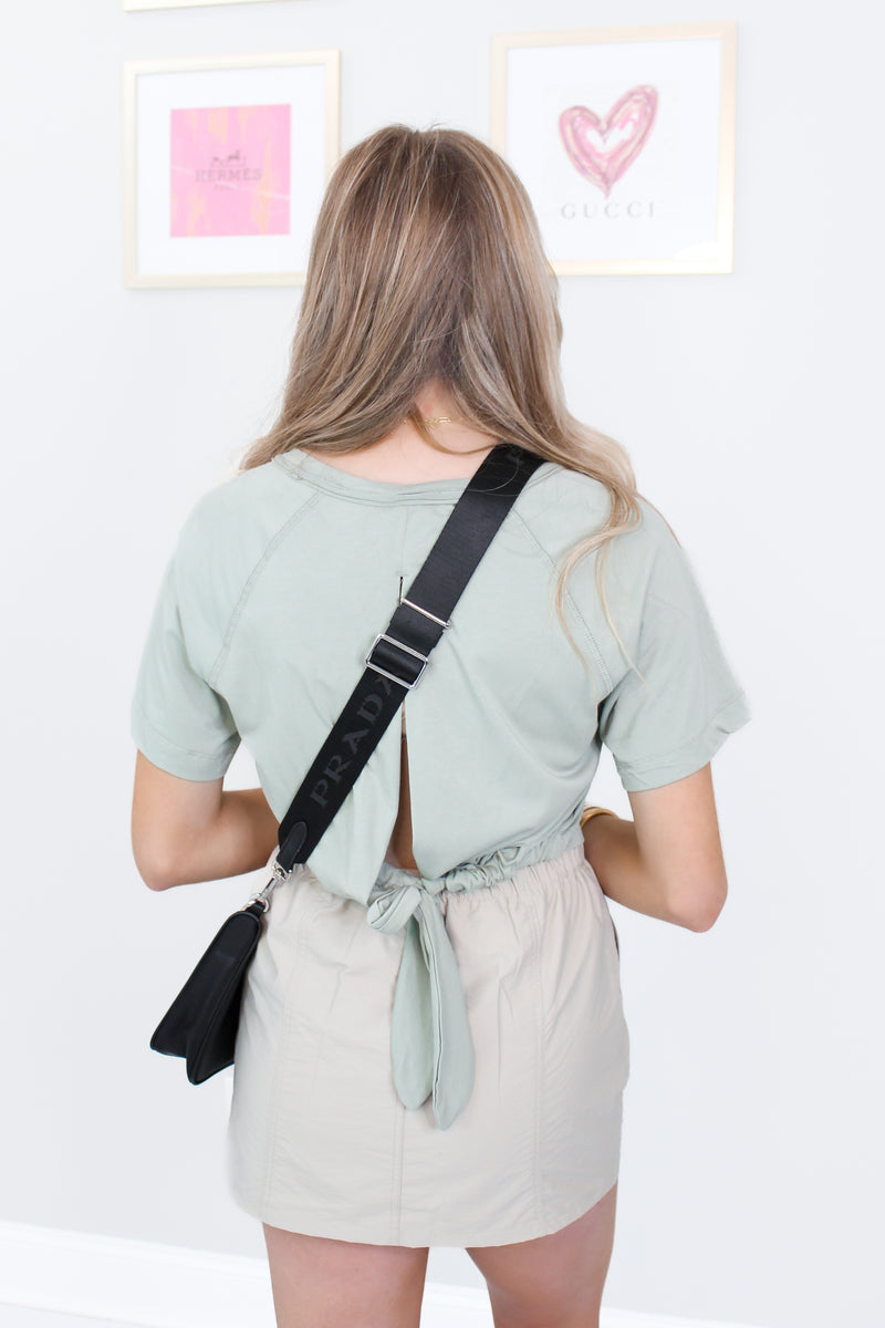 Green Tie Back short Sleeve Top