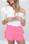 White One Shoulder Ruffle Top