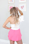 White One Shoulder Ruffle Top