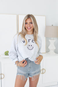 Grey Wifey Letter Patch Crewneck - Shop Kendry Collection Boutique
