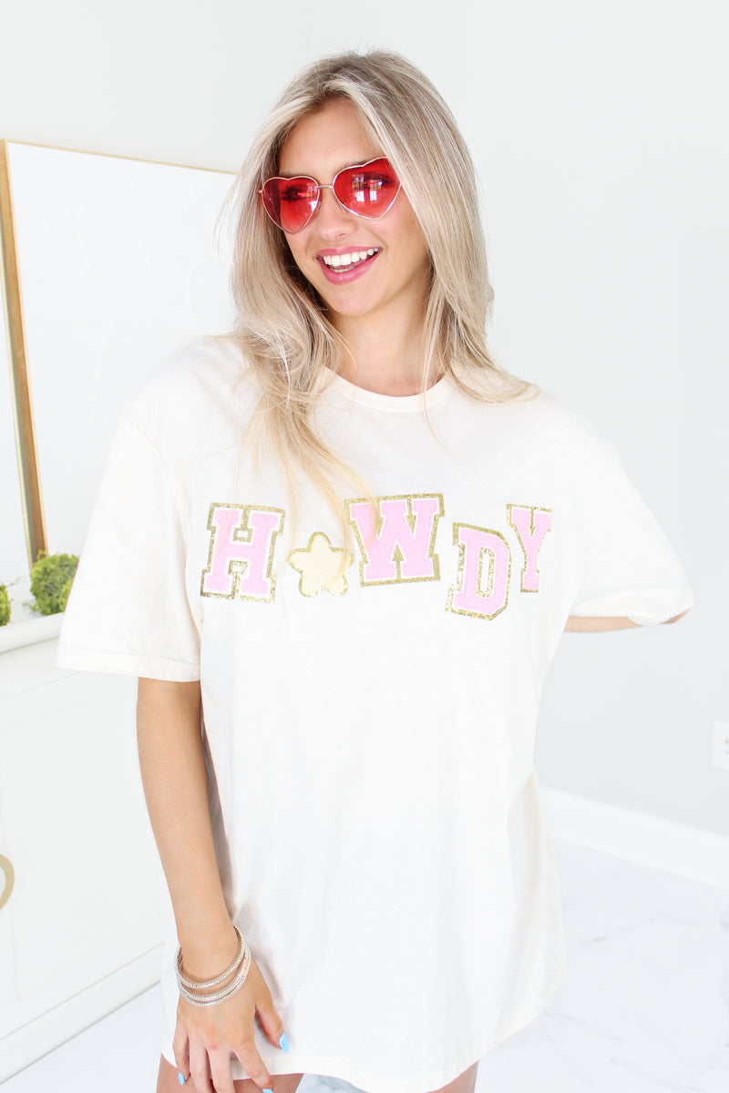 Howdy Letter Patch Graphic Tee