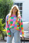 Multicolor Checkered Oversized Sweater