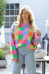 Multicolor Checkered Oversized Sweater