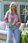 Multicolor Checkered Oversized Sweater