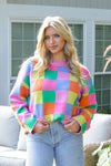 Multicolor Checkered Oversized Sweater
