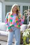 Multicolor Checkered Oversized Sweater