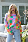 Multicolor Checkered Oversized Sweater