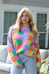 Multicolor Checkered Oversized Sweater