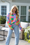 Multicolor Checkered Oversized Sweater