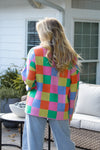 Multicolor Checkered Oversized Sweater