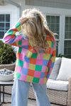 Multicolor Checkered Oversized Sweater