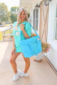 Santorini Blue Estelle Neoprene Cooler Tote