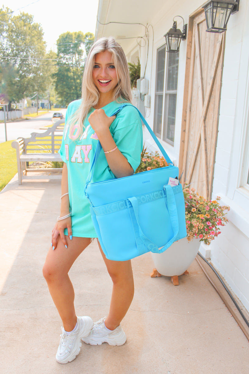 Santorini Blue Estelle Neoprene Cooler Tote