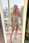 Silver Rhinestone Halter Neck Top