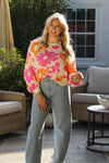 Pink and Orange Flower Sweater