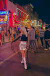 Silver Foil Patch Mini Skirt