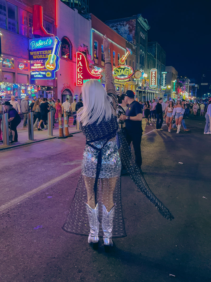 Silver Foil Patch Mini Skirt
