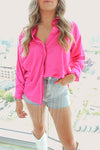 Boyfriend Pink Rhinestone Button Up Shirt
