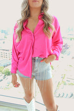 Boyfriend Pink Rhinestone Button Up Shirt