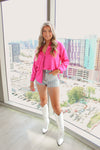 Boyfriend Pink Rhinestone Button Up Shirt